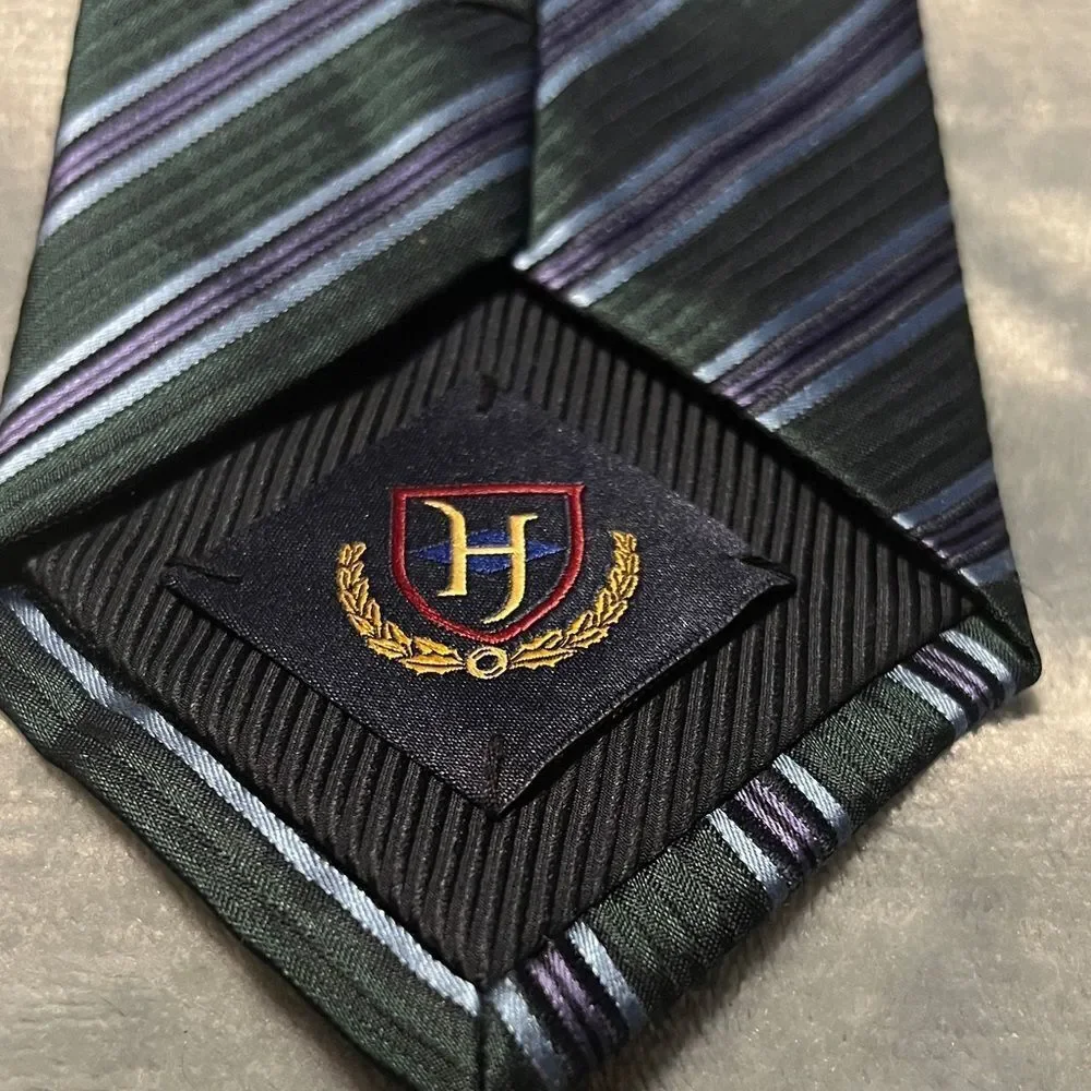 Classic Navy and Green Striped Men's Tie